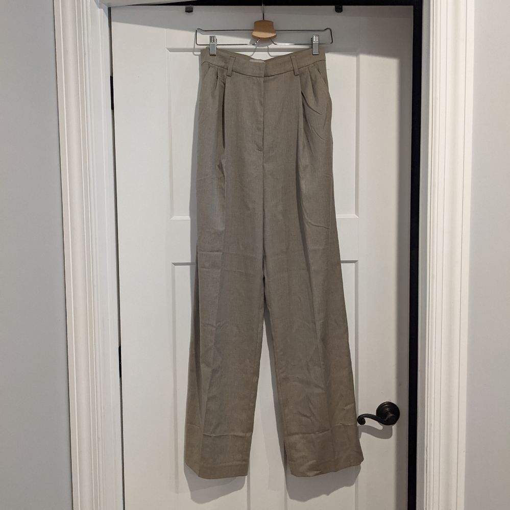 H&M High Waist Wide Leg Trousers in Brown